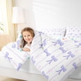 thumbnail image 6 of Manfei Princess Kawaii Bow Full Size Comforter Sets for Girls, Cute Cartoon Style Bedding Comforter Set, Purple Stripe Abstract Reversible Bedding Sets, Microfiber Bedroom Decor, 3pcs, 6 of 9