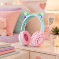 thumbnail image 3 of RNKR Kids Headphones Cat Ears,Kid Wireless Headphones For Study | Gradient Color Headphones With Microphone And LED Light For Home, School, 3 of 9