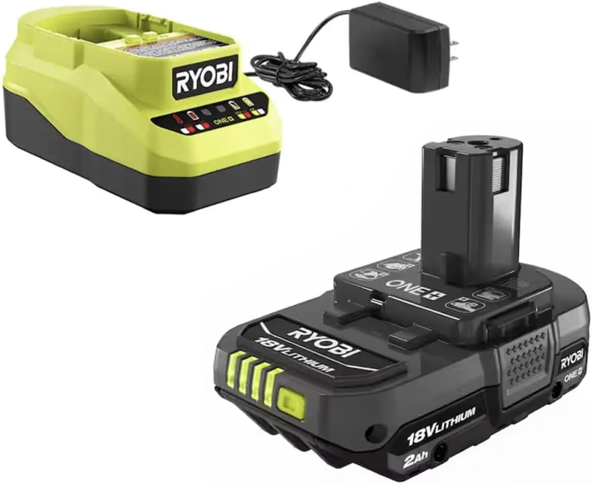 Buho Cordless Inflator Accessory Bundle - Ryobi 18 Volt High Pressure Inflator 2.0 Ah Battery 18V Charger Tool Bag for Tires and Inflatables