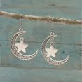thumbnail image 2 of Besheek Silvertone Crescent Moon and Stars Boho Beach Gala Dangle Earrings, 2 of 5