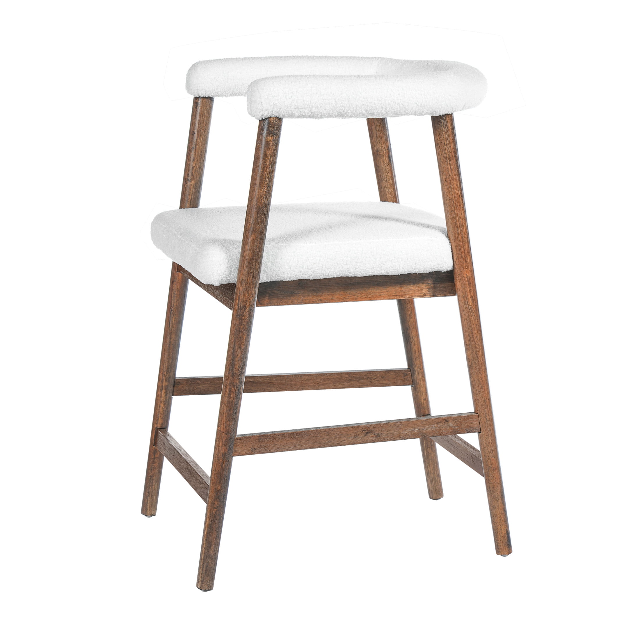 Christopher Knight Home 24.5" Seat Height Bar Stools with Back, Upholstered Counter Stools for Kitchen Island, Walnut, Set of 2