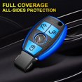 thumbnail image 6 of x xotic tech Blue TPU Grainy Leather Texture Key Fob Shell Cover Case w/ Keychain,Compatible with Mercedes Benz A,B,C,E,S,R,CL,CLA,AMG,SL,SLK,CLS,G SERIES 3-Button Smart Keyless Entry Key, 6 of 8