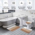 thumbnail image 5 of Brown White Ombre Bath Mat 3 Piece Bathroom Rug Set, Vintage Farmhouse Abstract Striped Non Slip Bath Rug Contour Mat and Toilet Lid Cover, Absorbent Shower Mats Soft Bath Rugs and Mats Sets, 5 of 8