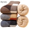 thumbnail image 4 of Calcetines de lana para hombre y mujer, medias de tubo medio, súper gruesas, cálidas, térmicas contra el frío y la nieve, 3 pares, 4 of 4