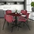 thumbnail image 2 of Cain 36" Mahogany Square Breakroom Table and 4 'M' Stack Chairs, Multiple Colors, 2 of 8