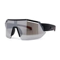 thumbnail image 3 of Mens Xloop Half Rim Oversize Shield Sharp Plastic Sunglasses Matte Black Red Silver Mirror, 3 of 4