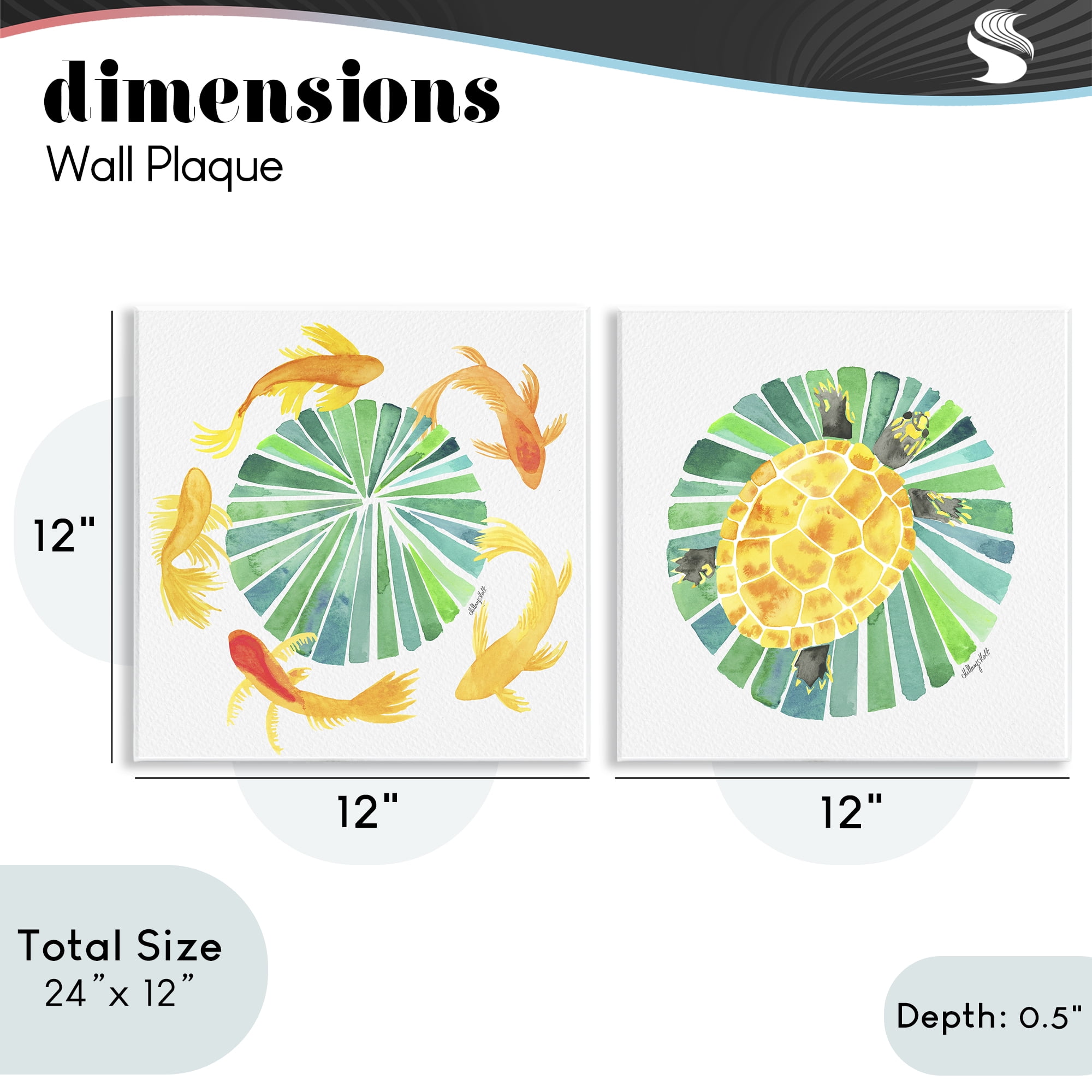 Stupell Industries Orbital Aquatic Creatures 2 Piece Wall Plaque Art Set, design by Hillary Holt