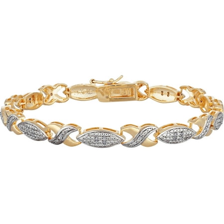 Gold Plated Diamond Accent Marquise X Bracelet, 7