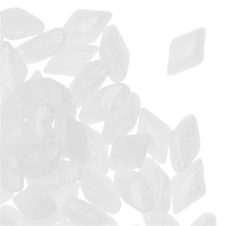 Czech Glass GemDuo, 2-Hole Diamond Shaped Beads 8x5mm, 8 Grams, Pearl Shine White