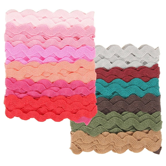 Topbathy Sewing Wavy Trim Polyester Ribbon Assorted Color 2 Rolls Clothing Embellishment