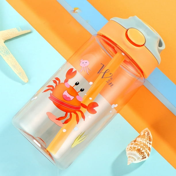 Botella de agua con pajita, botella de agua para niños, botella de agua de dibujos animados para niños, botella para sorber, eficiencia óptima