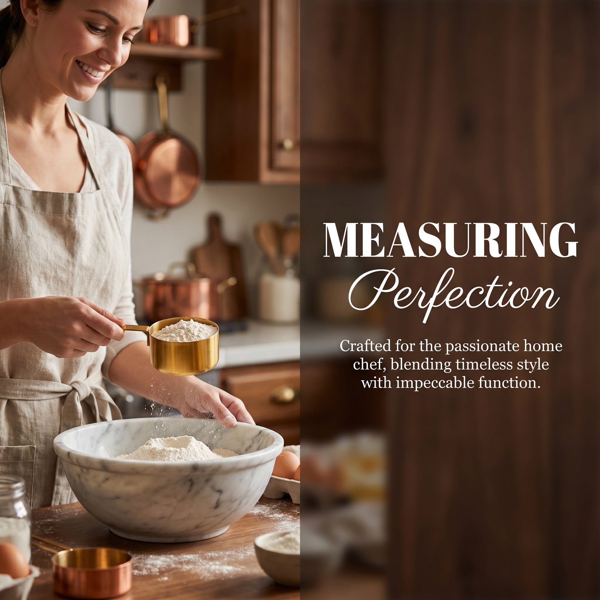Unique Bargains Stainless Steel Measuring Cups and Spoons Set for Cooks Gold 4Pcs