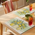 thumbnail image 4 of Summer Fruit Placemats Set of 2, Watercolor Lemon Flowers Green Eucalyptus Leaf Linen Texture Non-Slip Place Mats Washable Table Mats for Kitchen Dining Table Decorations Indoor/Outdoor, 4 of 9