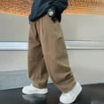 thumbnail image 2 of Staki Boys Baggy Pants Boys Cargo Pants with Pockets Casual Hiking Slacks Combat Trousers for Kid(Khaki,3-4 Years), 2 of 5