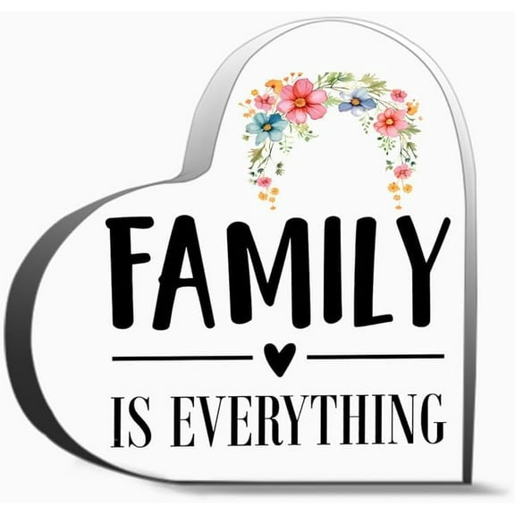 Family Is Everything Decor Acrylic Heart Gifts Sign Office Art Decorations