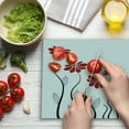 thumbnail image 3 of Flower Cutting Board, Floral Petals with Striped Leaves and Lines Modern Style Geometrical Design Print, Decorative Tempered Glass Cutting and Serving Board, Large Size, Red and Black, by Ambesonne, 3 of 5