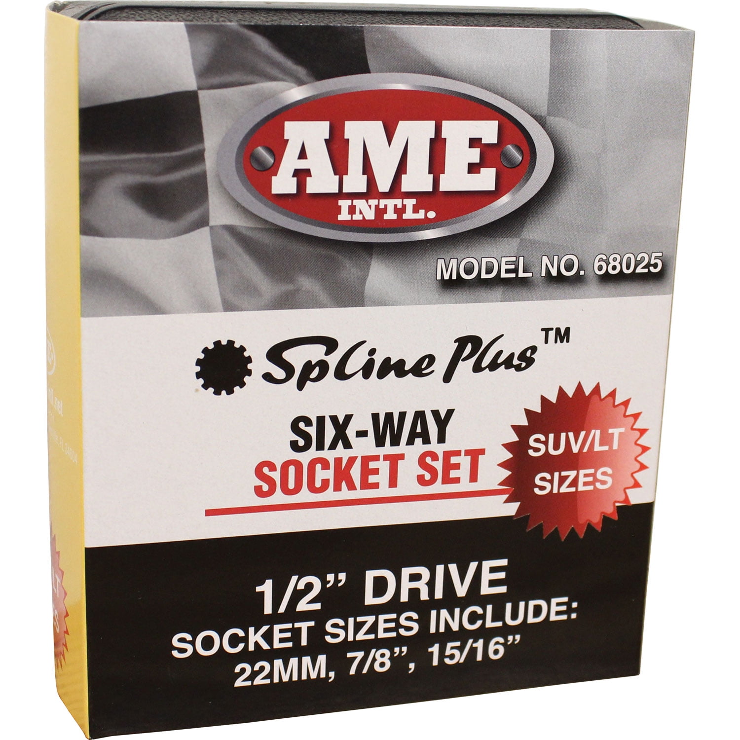 3 Piece AME International 68025 Spline Plus Six-Way 1/2" Drive Socket Set 