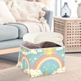 thumbnail image 3 of Yayeee Collapsible Cube Storage Bin with Lid Fabric Closet Decorative Basket with Handles, Retro Beige Rainbow, 3 of 7