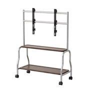 Korogimeeet Mobile TV Cart with Wheels, Rolling TV Stand for 32-75 Inch TVs, 2-Tier Storage Shelves, Stainless Steel & MDF, 110lb Load, 33 x 13 x 44 Inch