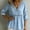 Light Blue, variant on Womens Plus Size Babydoll Tops Cute Summer Eyelet V Neck Short Sleeve Blouses Cropped Lace Ruffle Boho Shirts Lace 3/4 Sleeve Flowy Tunic Tops Eyelet Babydoll Peplum Top