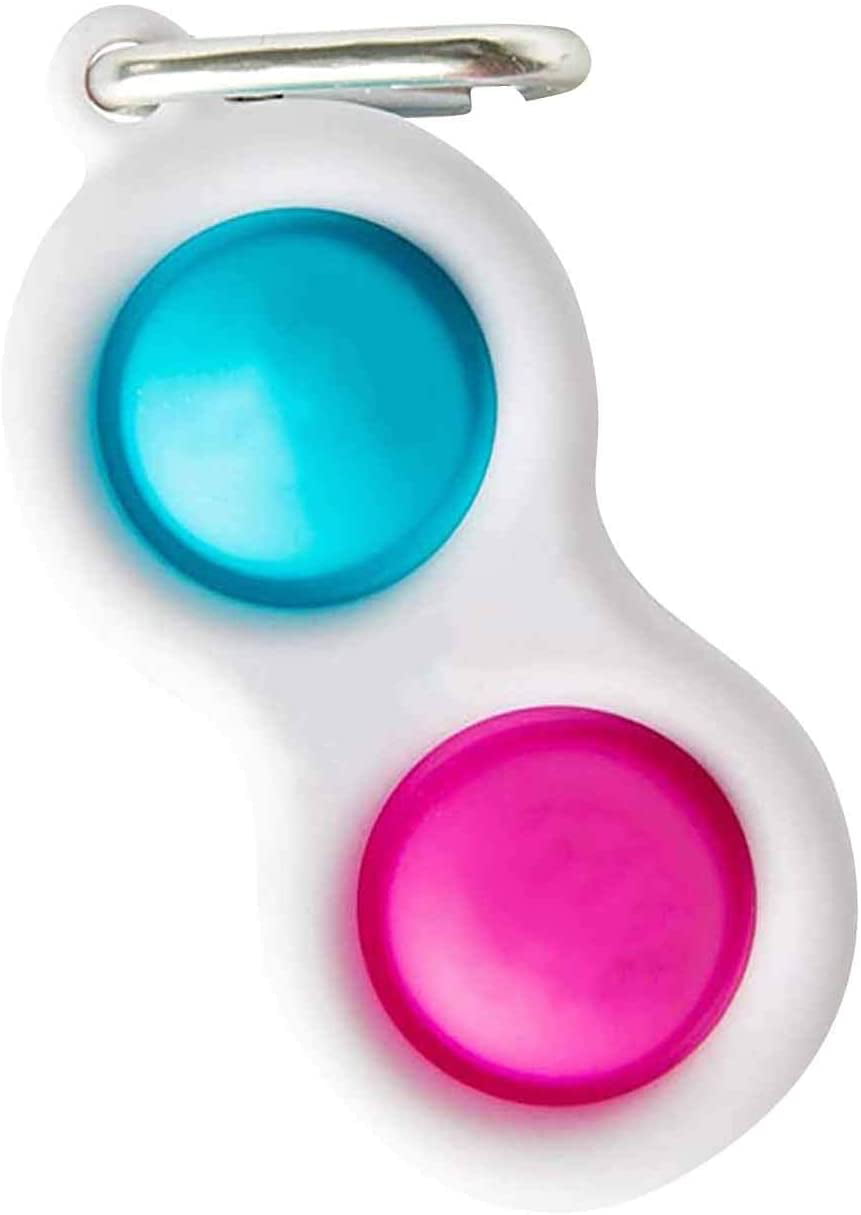 WUSSCO Mini Simple Dimple Sensory Fidget Toy Stress Relief Anti-Anxiety Autism Hand Toys for Kids Teen Adult Blue/Pink - 7 Push Pop Bubble Keychain Sensory Therapy Toys for Home Classroom 