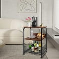 thumbnail image 6 of Aboxoo End Tables, Industrial Retro, Indoor, Storage, Engineered Wood & Metal, Brown (Set of 2), 6 of 9