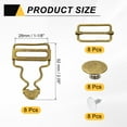 thumbnail image 2 of Uxcell 8 Set Metal Overalls Buckles, 1-1/8" Overall Suspender Clips, Adjustable Buckle Replacement with Sliders and Buttons for Bib Trousers Jeans Suspender, Bronze, 2 of 6