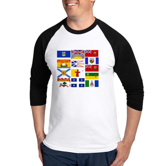 CafePress - Canadian Provinces Baseball Jersey - Cotton Baseball Jersey, 3/4 Raglan Sleeve Shirt
