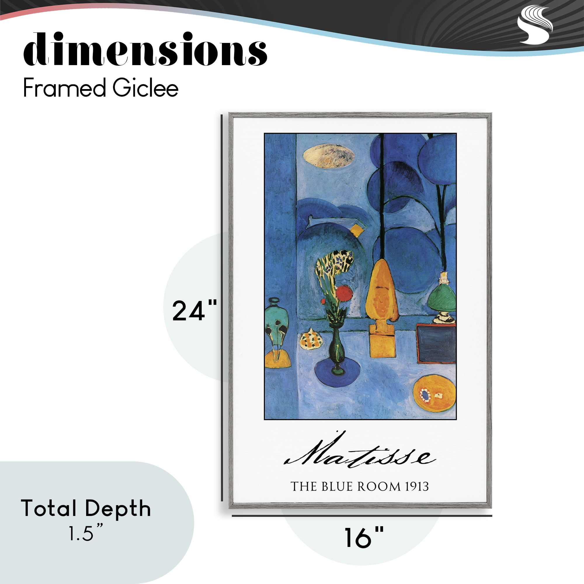 Matisse The Blue Room Gray Framed Giclee Art, design by Vintage Hustle