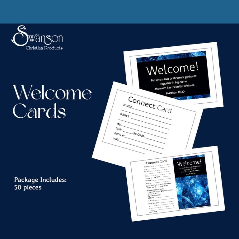 Welcome Visitor Cards - Pack Of 50, 3x5 Inches, Matthew 18:20
