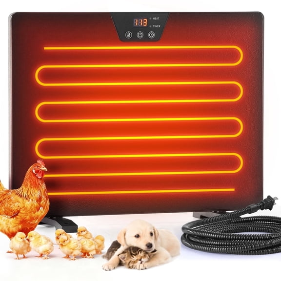 Smart Chicken Coop Heaters, DOMIPET 200W Chick Heating Brooder Panel Built-in Adaptive Temperature Sensor, Timer Warmer Brooder Heater for Chicks Poultry Ducks Cat Puppy Dog & Small Pets