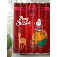 thumbnail image 2 of Merry Christmas Shower Curtain Set, Waterproof Shower Curtains for Bathroom, Xmas Santa Elk Winter Gifts Snowflake Washable Fabric Cloth Bath Curtain for Bathtub Decoration with Hooks 72x78 Inches, 2 of 6
