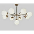thumbnail image 3 of Gorgeous Mid Century Modern 9 Globe Chandelier – Handcrafted Brass & Glass Pendant Light Fixture, Ceiling Lamp for Dining Room, Living Room, Kitchen, and Bedroom, 3 of 4