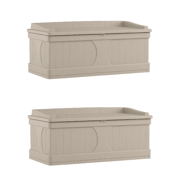 Suncast 99 Gallon Deck Box And Bench With Seating Capacity For Two 2 Pack Walmart Com Walmart Com