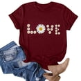 thumbnail image 2 of Gibobby Playera de Verano para Mujer Mujeres Casual Impresión Mangas Cuello Redondo Camiseta Suelta Blusa Tops(Vino,CH), 2 of 4