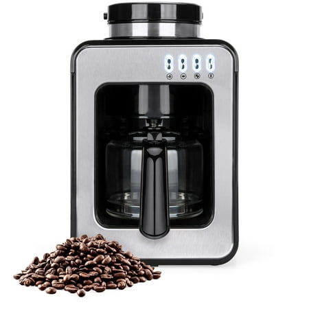 Best Choice Products 600W 4-Cup Automatic Kitchen Coffee Maker for Whole Beans or Ground Coffee with Built-In Grinder, 2 Intensity Levels, Glass Pot, Auto Drip, Warm Plate, Scoop, (Best Stained Glass Grinder)
