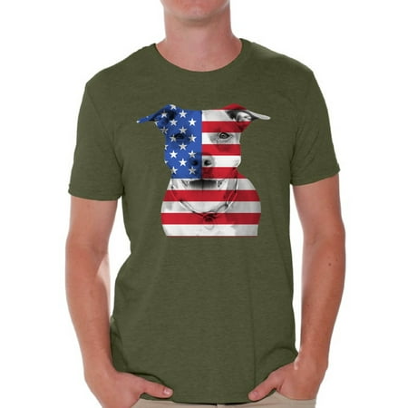 Awkward Styles Men's USA Flag Pitbull Graphic T-shirt Tops American Flag Pitbull Patriotic 4th of (Best Pitbull Breeders In America)