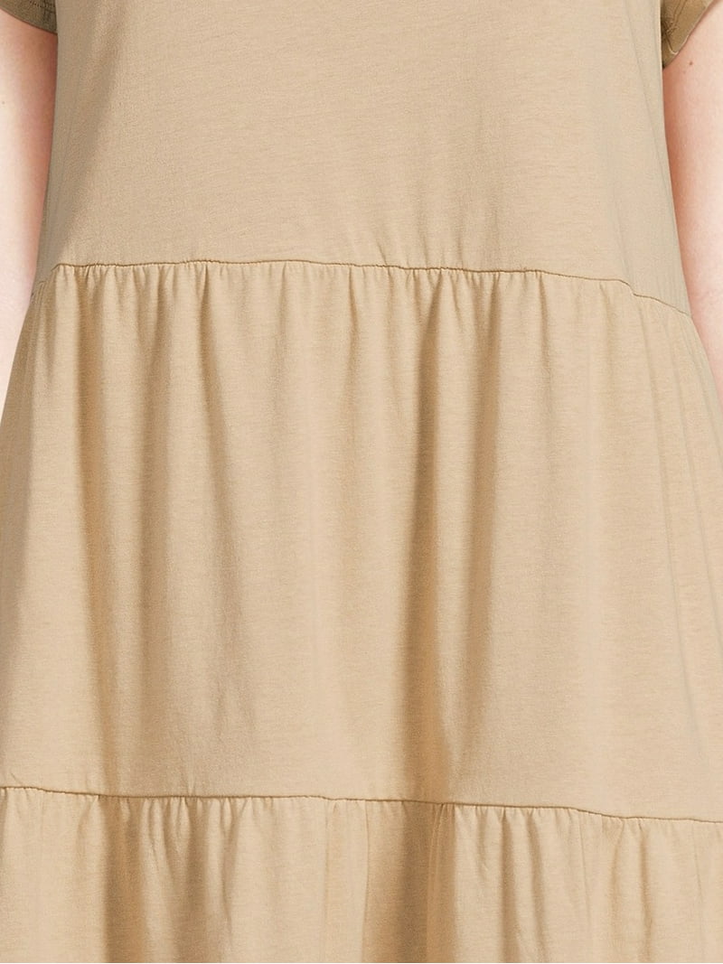 Time and Tru Women's and Women's Plus Tiered Cotton Mini Dress, Sizes XS-4X  - Walmart.com