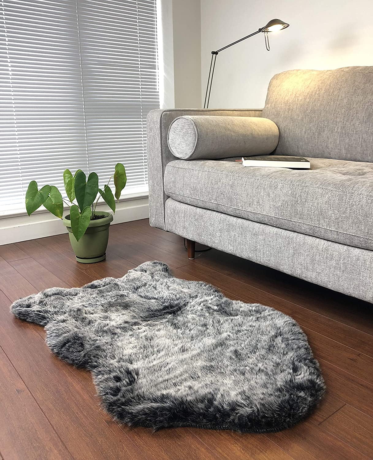 Fluffy Faux Fur Rug with NonSlip Faux Sheepskin Backing, Chair Cover Seat Pad Sofa Cushion, 24