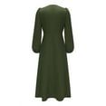 thumbnail image 5 of XVJRHAK Women Summer Dresses Womens Elegant V Neck Long Sleeve High Waist Vintage Wedding Guest Cocktail Party Swing A Line Midi Dresses Mid-Length(Army Green,XL), 5 of 8