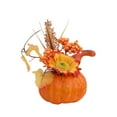 thumbnail image 2 of Centros de mesa artificiales para decoración de fiestas, arreglos florales artificiales, decoración de Acción de Gracias de otoño para adornos de Macarena  Escultura de calabaza, 2 of 8