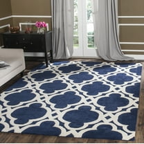 SAFAVIEH Chatham Karina Geometric Wool Area Rug, Dark Blue/Ivory, 6' x 9'