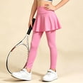 thumbnail image 6 of Girls' Skirted Leggings Active Workout Skorts with Attached Full Length Pants Elastic Waist Tennis Dance Gymnastics Athletic Stretch Tights Casual School Play, 6 of 7