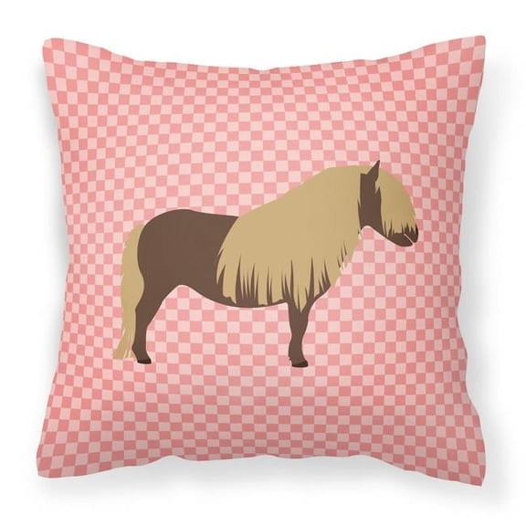 Carolines Treasures BB7914PW1818 Shetland Pony Horse Pink Check Fabric Decorative Pillow, 18 x 18 in.