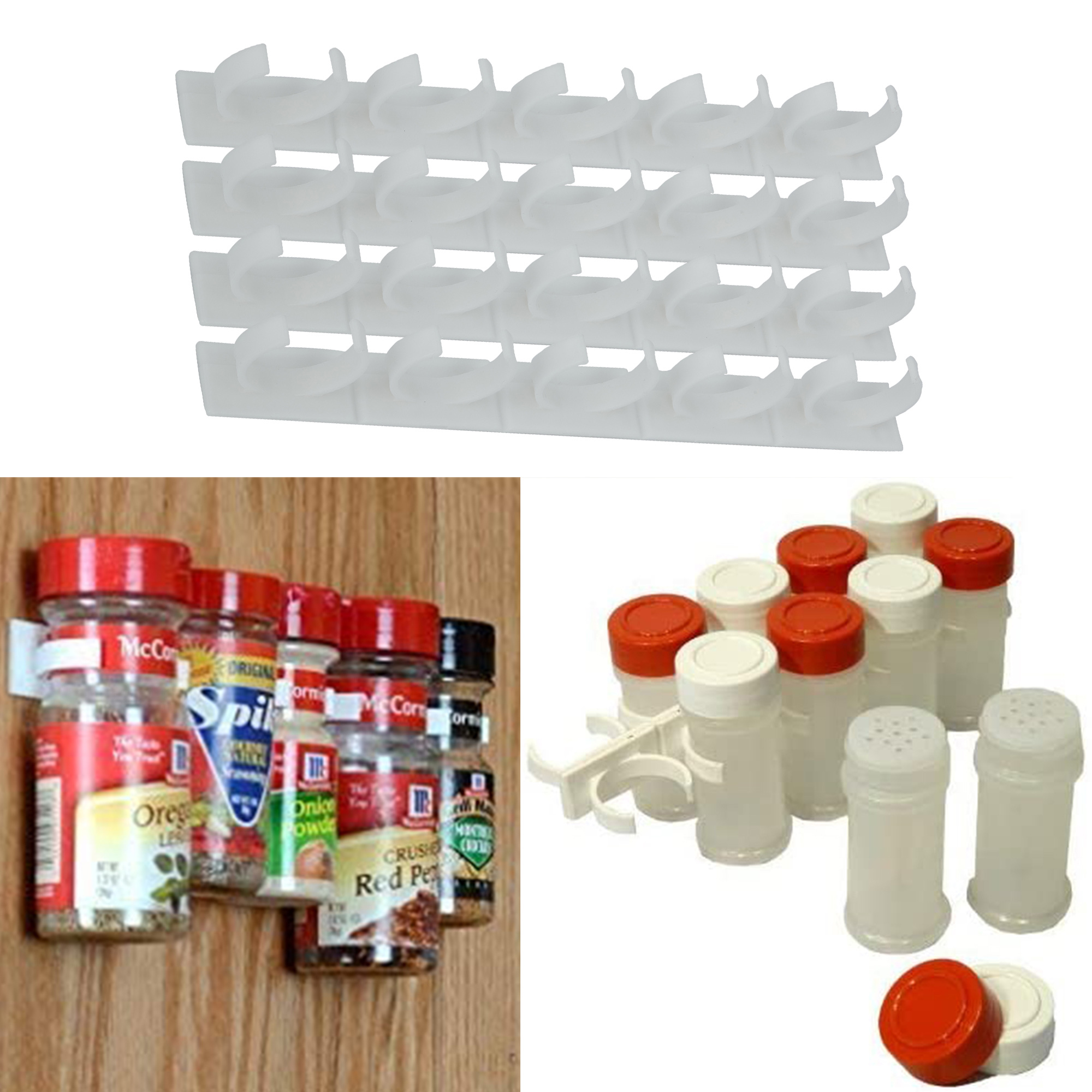 NK 4pcs 20Clips Wall Mounted Kitchen Spice Storage Rack Spice Bottle Rack Kitchen Supplies