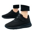 thumbnail image 3 of Wdgfv Girls Sneakers Breathable Mesh Sports Shoes Lightweight Comfortable Running Walking Casual Outdoor Play Age 5-12 Easy Fit Hook Loop Closure Non Durable Black 31, 3 of 9