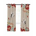 thumbnail image 7 of Rustic Crane Blackout Curtains for Bedroom, Vintage Red Teal Spring Floral Botanical Thermal Insulated Kitchen Drapes with Grommets, Light Blocking Window Treatment, 2 Panels 52" x 54", 7 of 7