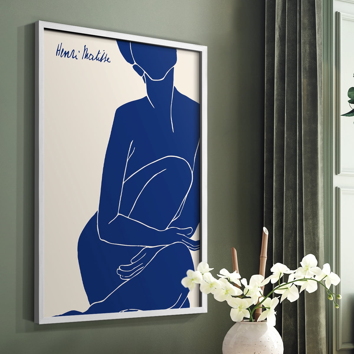 Matisse DI Framed Print in White Solid Wood Framed Print No Nail Hanging
