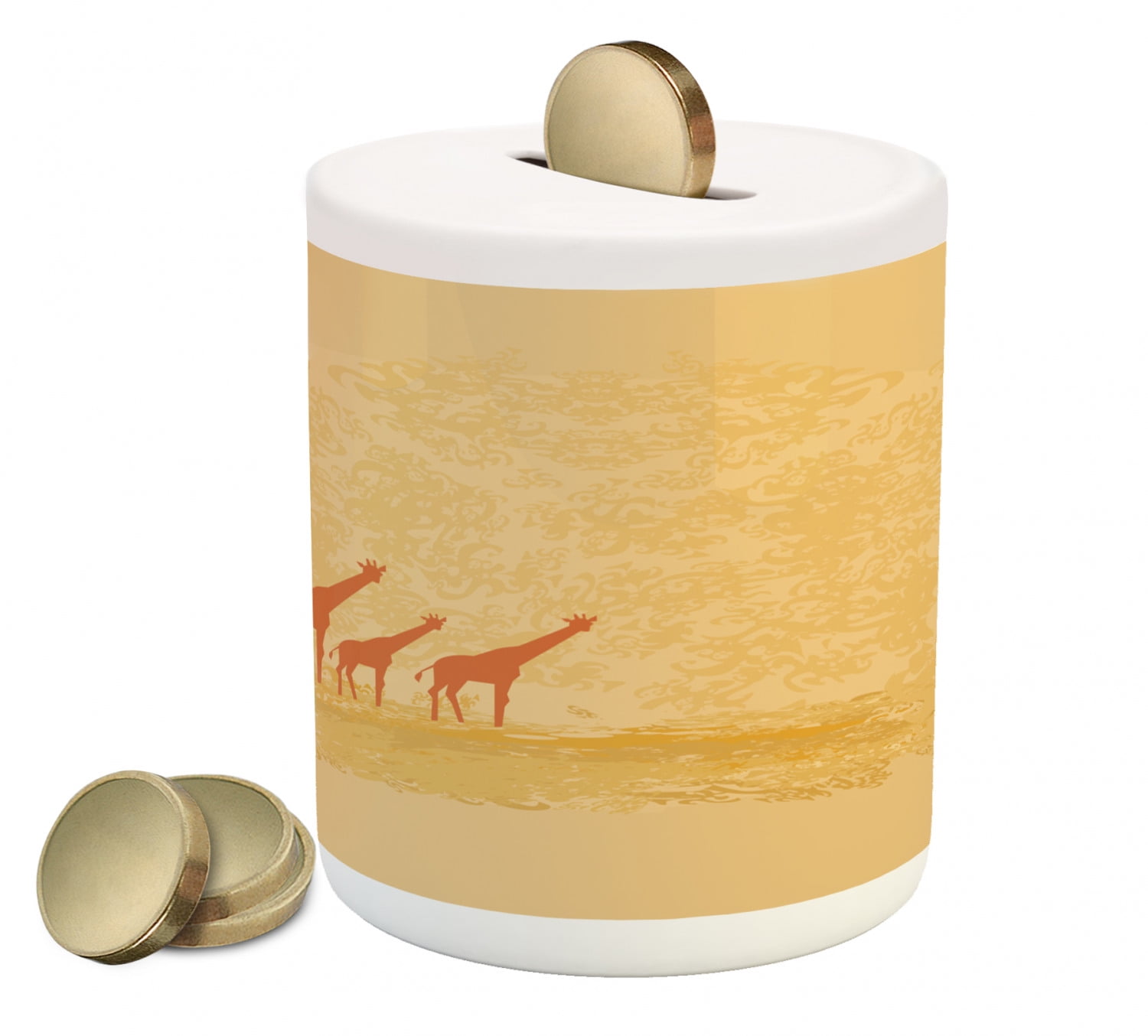 Giraffe Piggy Bank, Giraffes in Retro Color Safari Savannah Design Hot