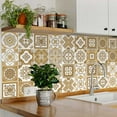 thumbnail image 3 of Mi Alma Brown White Floral Peel & Stick Tiles - Vinyl Backsplash 8x8, 3 of 10